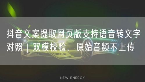 抖音文案提取网页版支持语音转文字对照|双模校验,原始音频不上传