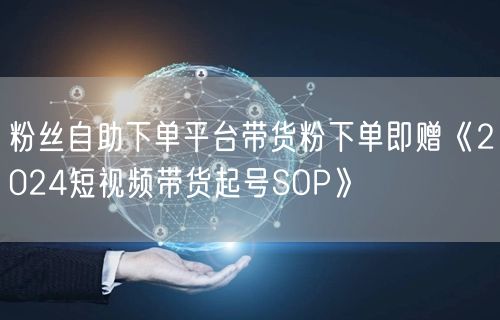 粉丝自助下单平台带货粉下单即赠《2024短视频带货起号SOP》