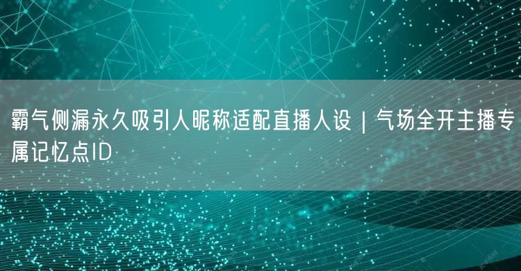 霸气侧漏永久吸引人昵称适配直播人设｜气场全开主播专属记忆点ID