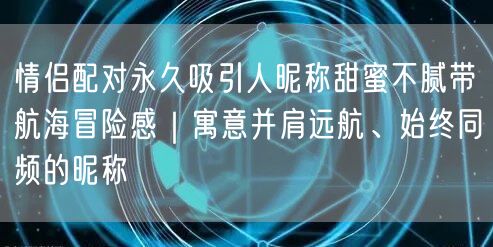 情侣配对永久吸引人昵称甜蜜不腻带航海冒险感｜寓意并肩远航、始终同频的昵称