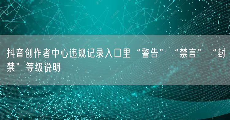 抖音创作者中心违规记录入口里“警告”“禁言”“封禁”等级说明